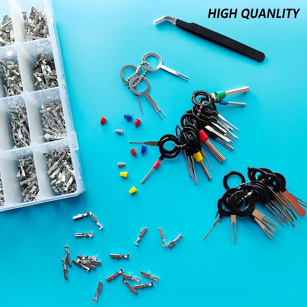 1642Pcs Connector Pins Kit,1/1.5/1.8/2.2/2.3/2.8/3.5mm Male&Female Wire Pins,Non Insulated Wire Terminal Pin Kit,Pin Crimp Plier