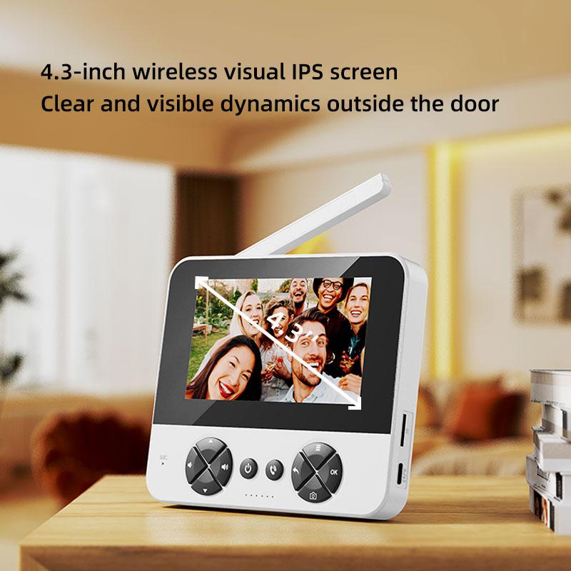 4.3 "Upgraded two-way wake-up infrared night vision video doorbell can be installed with indoor and outdoor electronic doorbells