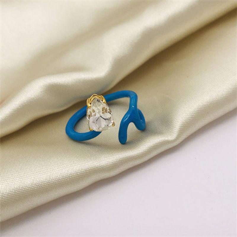 Fashion Fashion Simple Opening Niche Design Candy Color Hand Painted Enamel Drip Glazed Brass 18K Golden Index Finger Ring