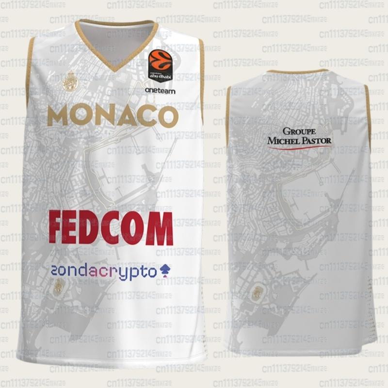 2026 3D Printed AS Monaco Basketball Suit, Basketball Sports Vest, Basketball Training Suit, Fan Exclusive Home Matching Jersey