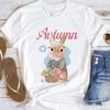 Autumn Bunny Flower Women's Round Neck Short Sleeved Casual Printed Top Cute Cartoon Pattern Women's Fashionable Summer T-Shirt