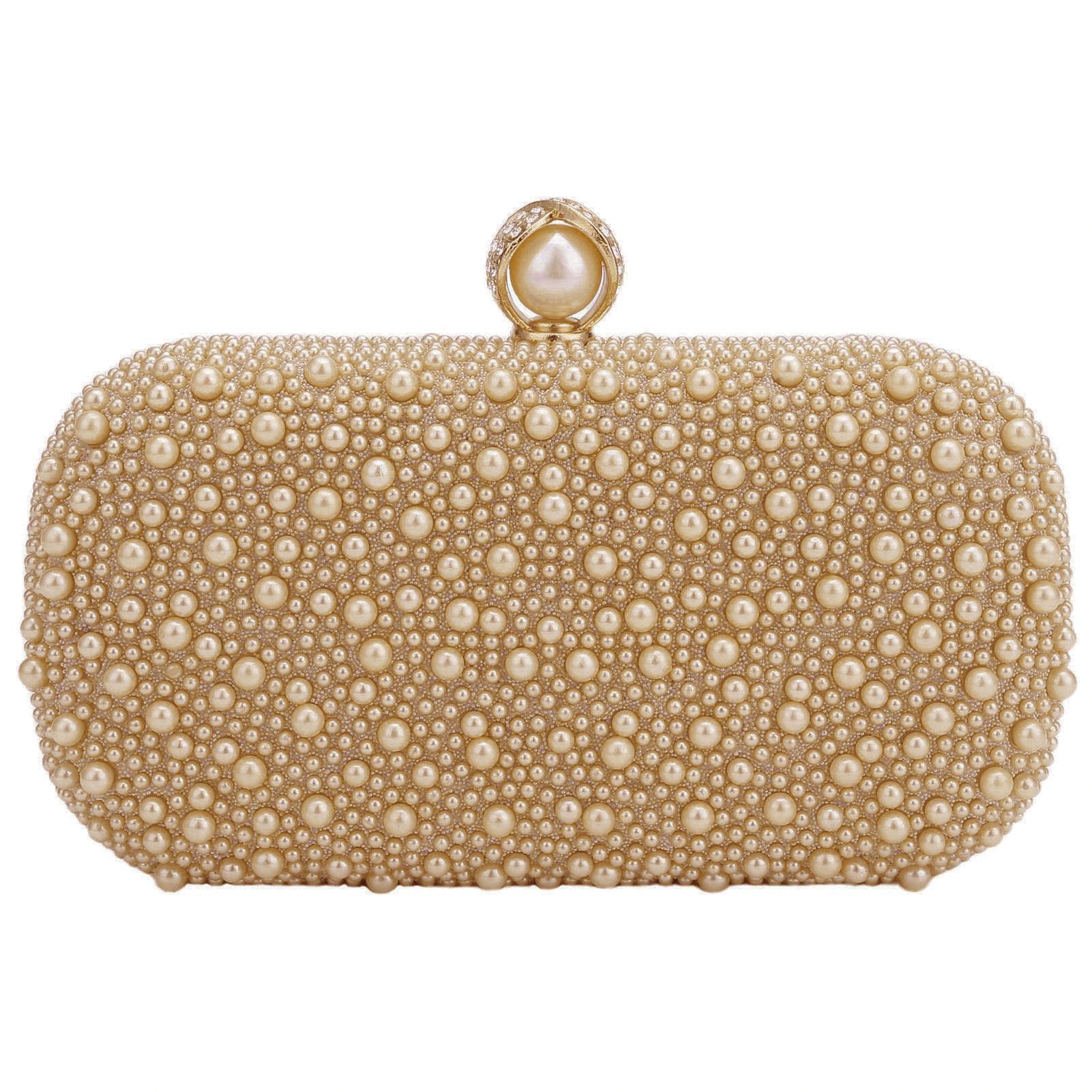 

Women s Evening Handbags Pearl Beaded Clutch Purse Wedding Bridal Clutches Party Prom Lady Crossbody Shoulder Bag шампанського