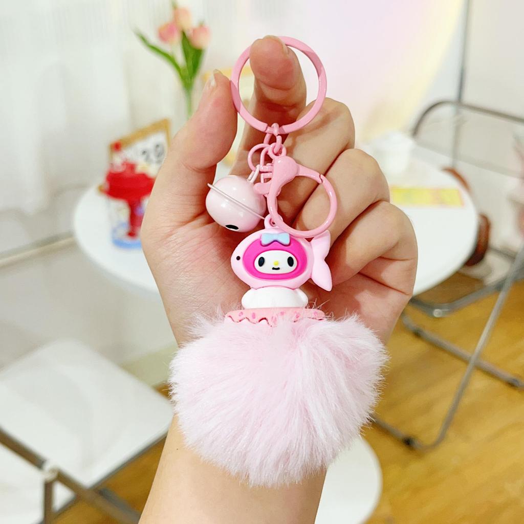 Kuromi Sanrio Cartoon Doll Keychain: Furball Backpack & Car Pendant for Best Friends
