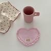 New Heart-shaped Placemats Dining Table Plaid Loving Western Food Mats Decorative Pleated Lace Water Cup Mat Home Decor