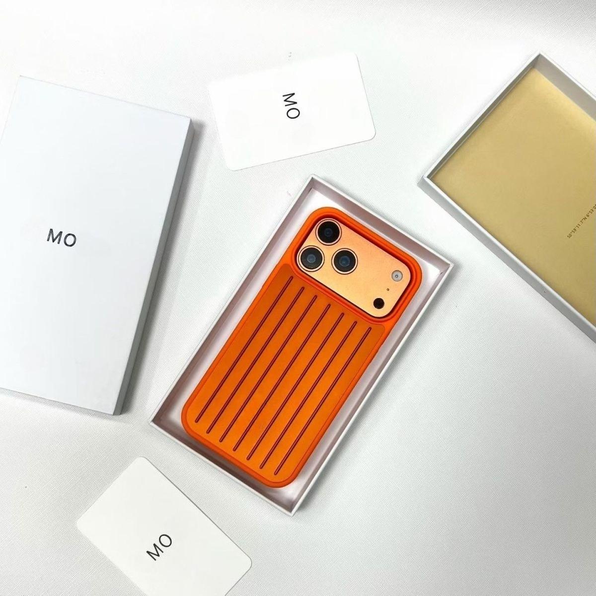 

Алюмінієвий сплав Для RIMOWA Розкішний бізнес-кейс для багажу Для IPhone 17 Pro Max 16 15 14 13 3D Гофрована смуга Стильний Покращений Захисний чохол проти падінь iPhone 15 Pro Max помаранчевий