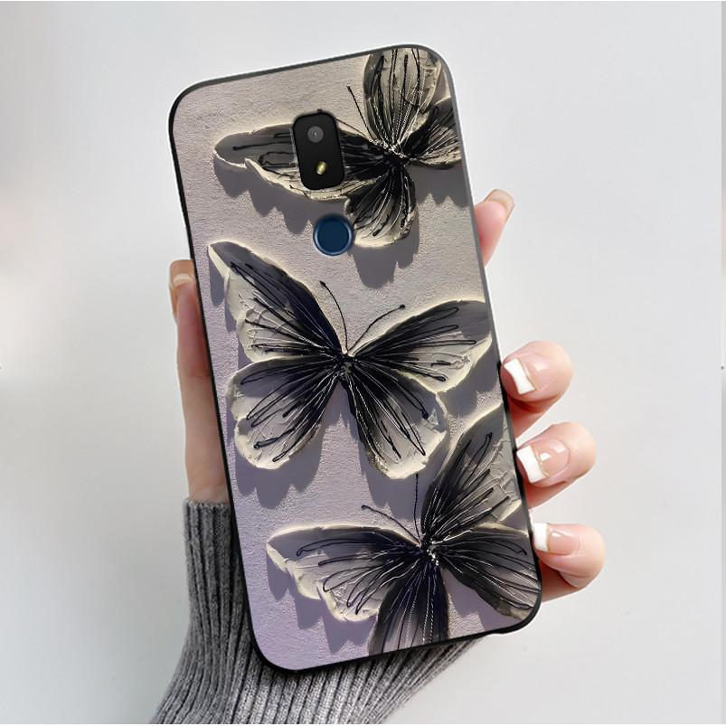 For AT&T Motivate 2 Motivate 3 Cricket Splendor Icon 3 Phone Case Fashion Butterfly Flower Black Soft Silicone Back Cover Funda