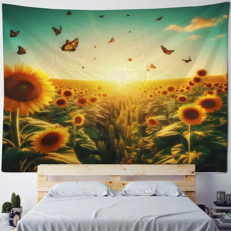 Home Wall Decoration Tapestry Sunflower Field Background Office Living Room Tapestry
