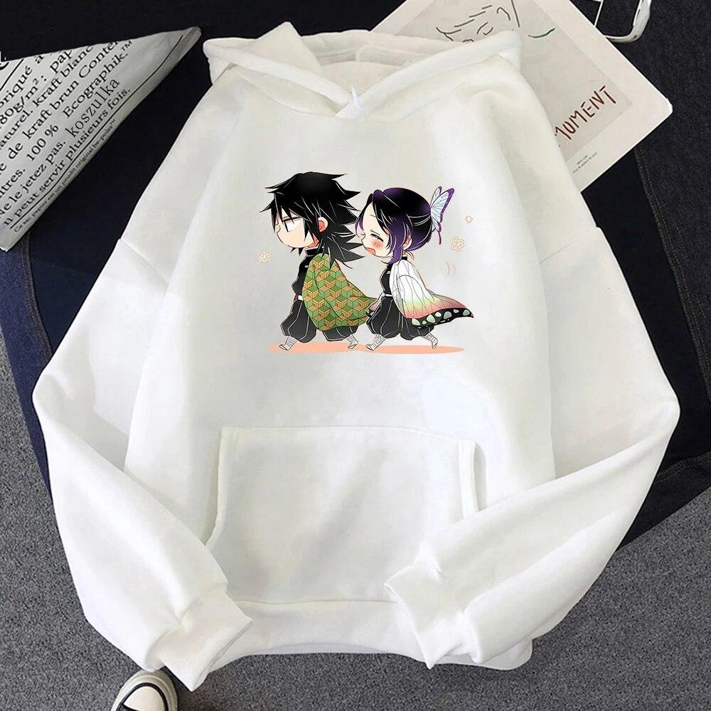 Demon Slayer Giyu Tomioka și Shinobu Kocho Hanorac cu imprimeu grafic Kimetsu No Yaiba Anime Hanorac pentru femei unisex