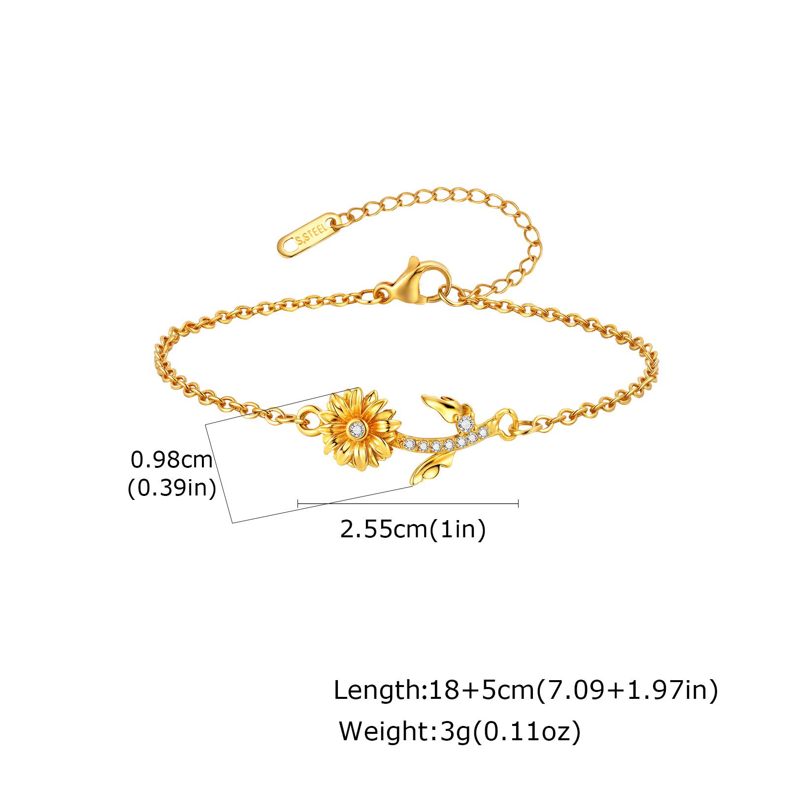

Exquisite Zircon Daisy Flower Charm Bracelet, Gold Plated Cross Chain Bracelets, Fashion Elegant Jewelry Gift for Women