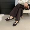 Winter 2025 New Bow Fairy Style Versatile Fashion Simple Word with Soft Sole Square Head Mary Jane Shoes