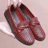 Soft-soled Shoes Baotou Sandals Medium and Old Women's Shoes Comfortable Non-slip Single Shoes Hollow Holes Elderly Leather Shoes Summer