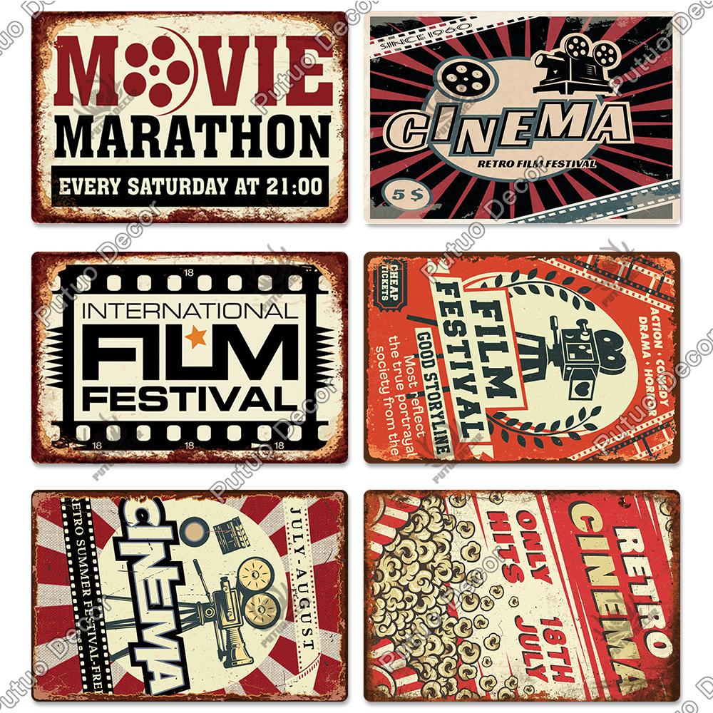 Decor Cinema Vintage Metal Plaque Metal Sign Tin Sign Iron Poster for Movie Theater Club Living Room Home Wall Decor