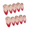 10Pcs Almond Artificial Nails Snow Queen Christmas Scene Handmade Press On Nails With Snowflake Design For Holiday Party