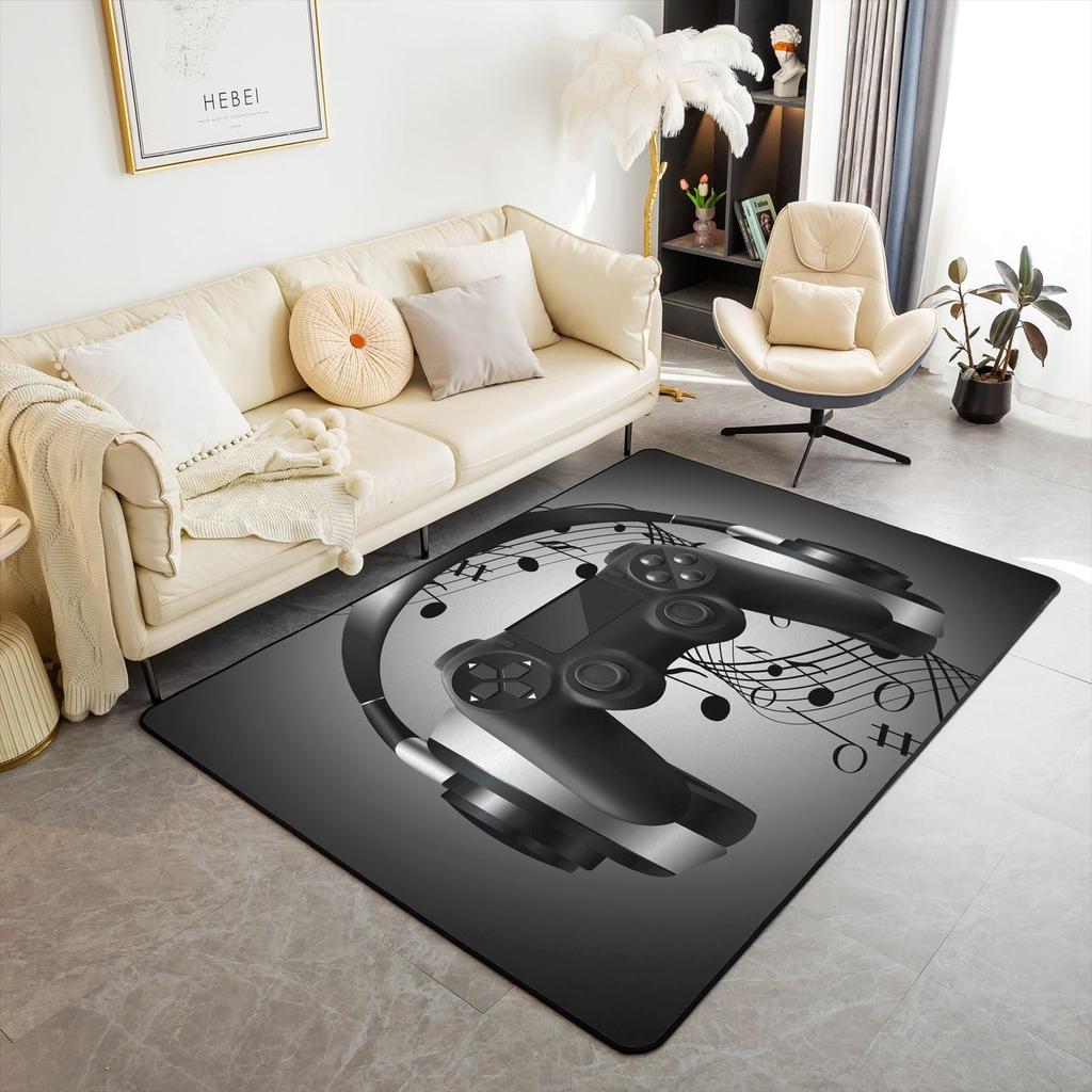 Skull Gamer Carpet Sugar Skull Games Area Rug for Living Room Bedroom Non Slip Juvenile Hand Skeleton Gamepad Gaming Floor Mat