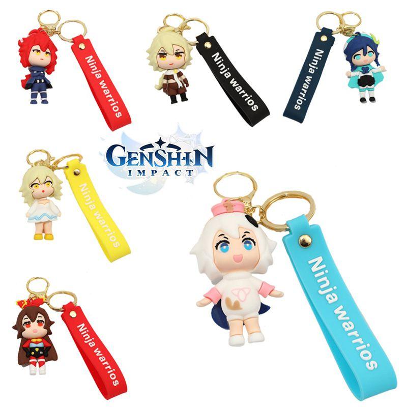 Vibrant Genshin Impact Amber Venti Keychain Toy Paimon Key Ring Bag Pendant Gifts