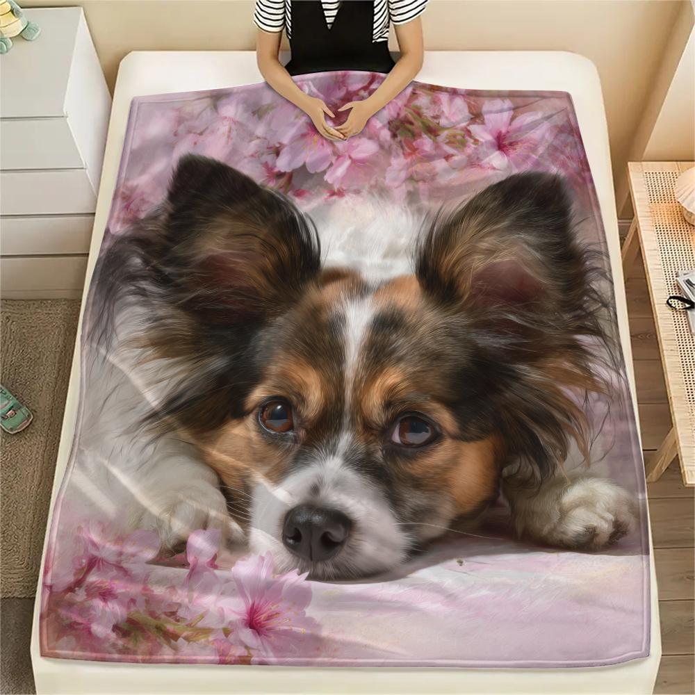 Krásná Papillon, vzorovaná flanelová deka, Vysoká kvalita, Pohodlná pro všechna roční období, Domácí dekorace, Teplo a pohodlí, Perfektní pro dárky.