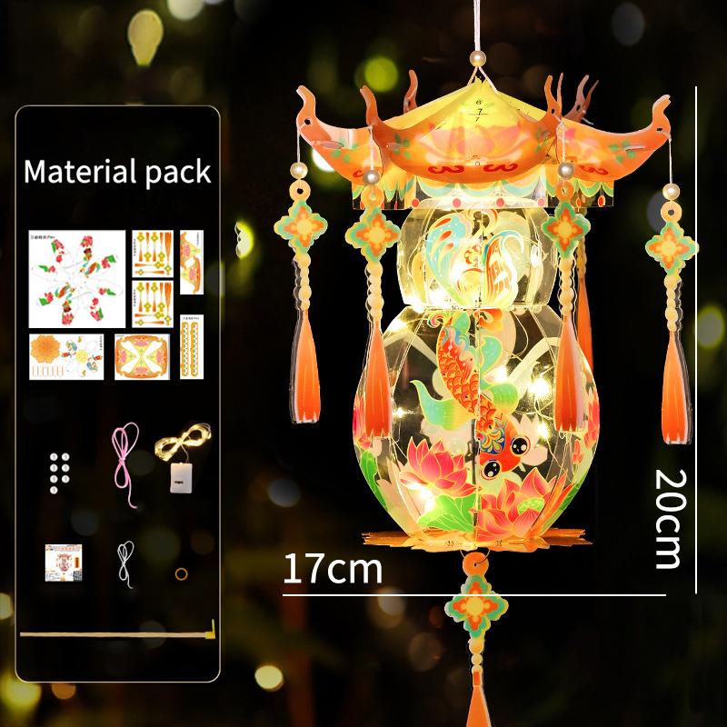 Mid Autumn Festival Lantern Palace Shape DIY Lantern Handmade Luminous Lamp Holiday Hanging Light Decor Birthday Gift Lanterns