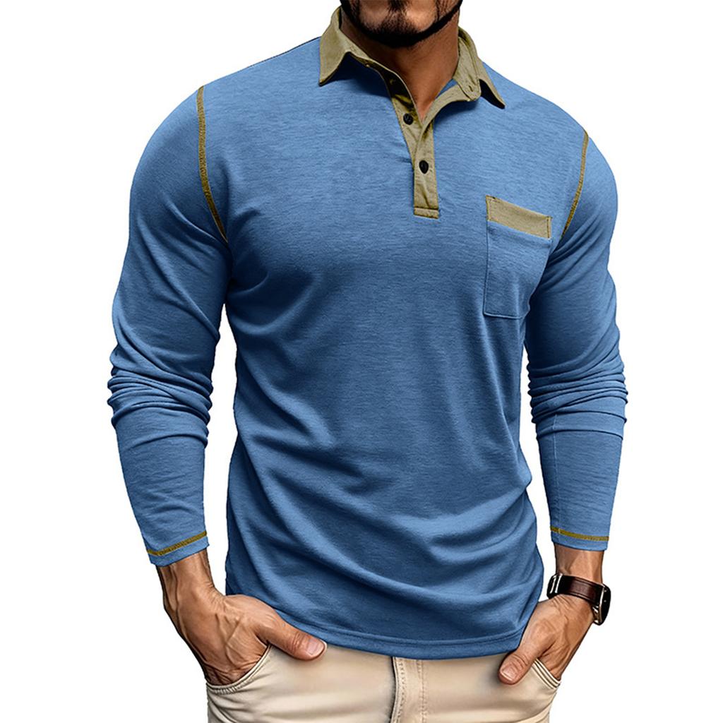 Shoulder Sleeves Men'S Long Sleeved Patchwork T-Shirt Casual Top