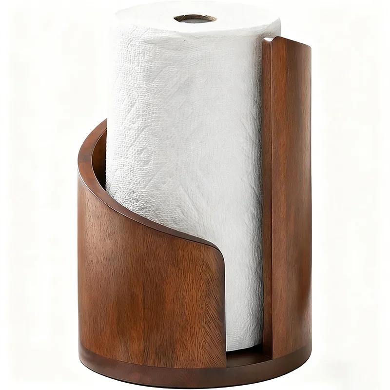 Wooden Paper Towel Holder Household Paper Roll Storage Organizer Anti-skid Base Home Desktop Decorative Paper Towel Holder burlywood