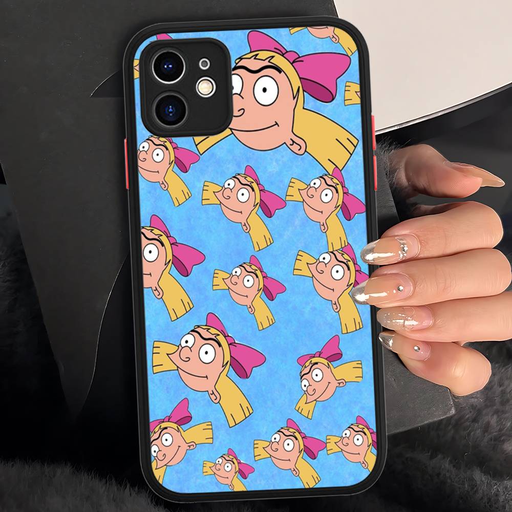 H-Hey A-Arnold Helga Bonito Matte Protective Case For IPhone 16 15 14 13 12 11 Pro Max X XS MAX Protection Case
