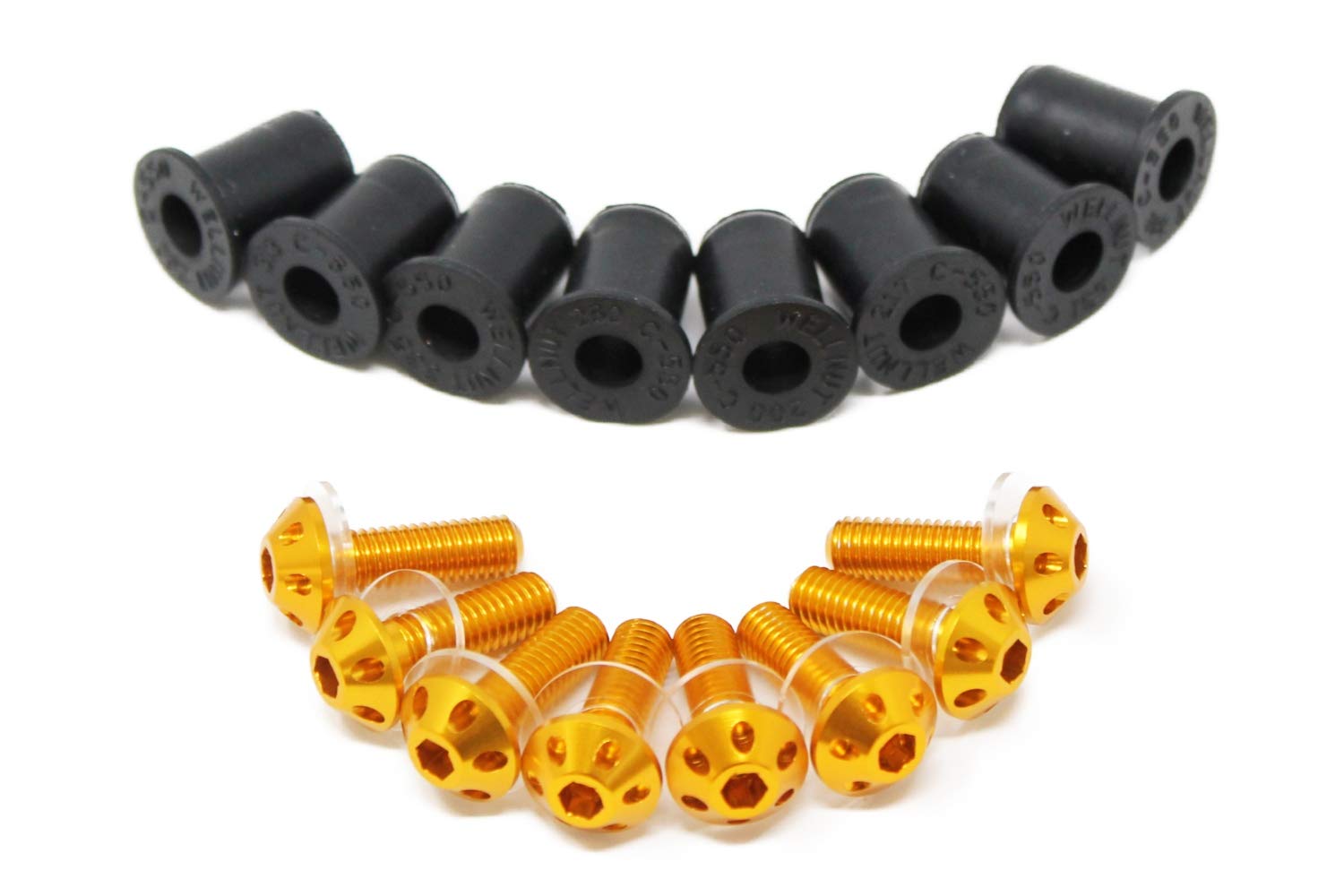 

SSK Machined Aluminum Screen Bolt Well Nut Set of 8 Gold ASB0208GD