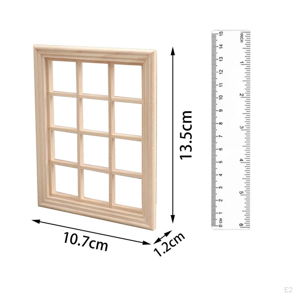 Fereastră Casă de Păpuși Model Cadru 12 Panouri 1/12 Miniaturi Simulare DIY Obloane Meșteșug pentru Păpușă
