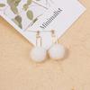 "925 Silver Needle Wool Ball Earrings: Cute Candy Color Long Earrings with Metal Splicing - Japanese & Korean Style for Autumn/Winter"