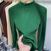 Solid Color Winter New German Velvet Polished Semi-turtleneck Bottoming Shirt Women's Slim Body with Long-sleeved T-shirt Top