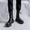 Fashion British style mens casual high motorcycle boots autumn winter shoes cowboy genuine leather boot cool long platform knight botas