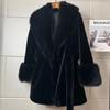 2025 New Big Fur Collar Long Slim Jacket Mink Imitation Fox Fur Plush Coat High Fashion Version