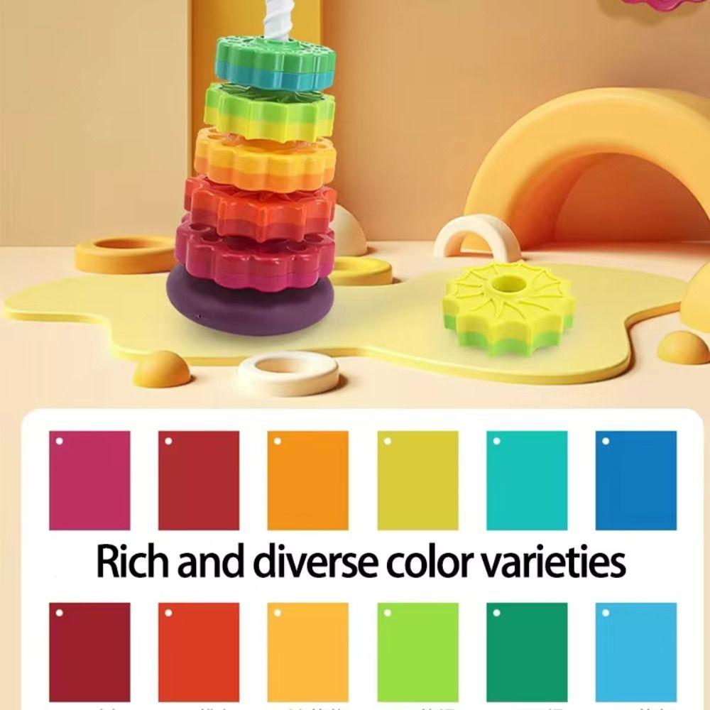 Montessori Rotating Screw Bolt Toys Perception Training Stacking Rainbow Tower Infant