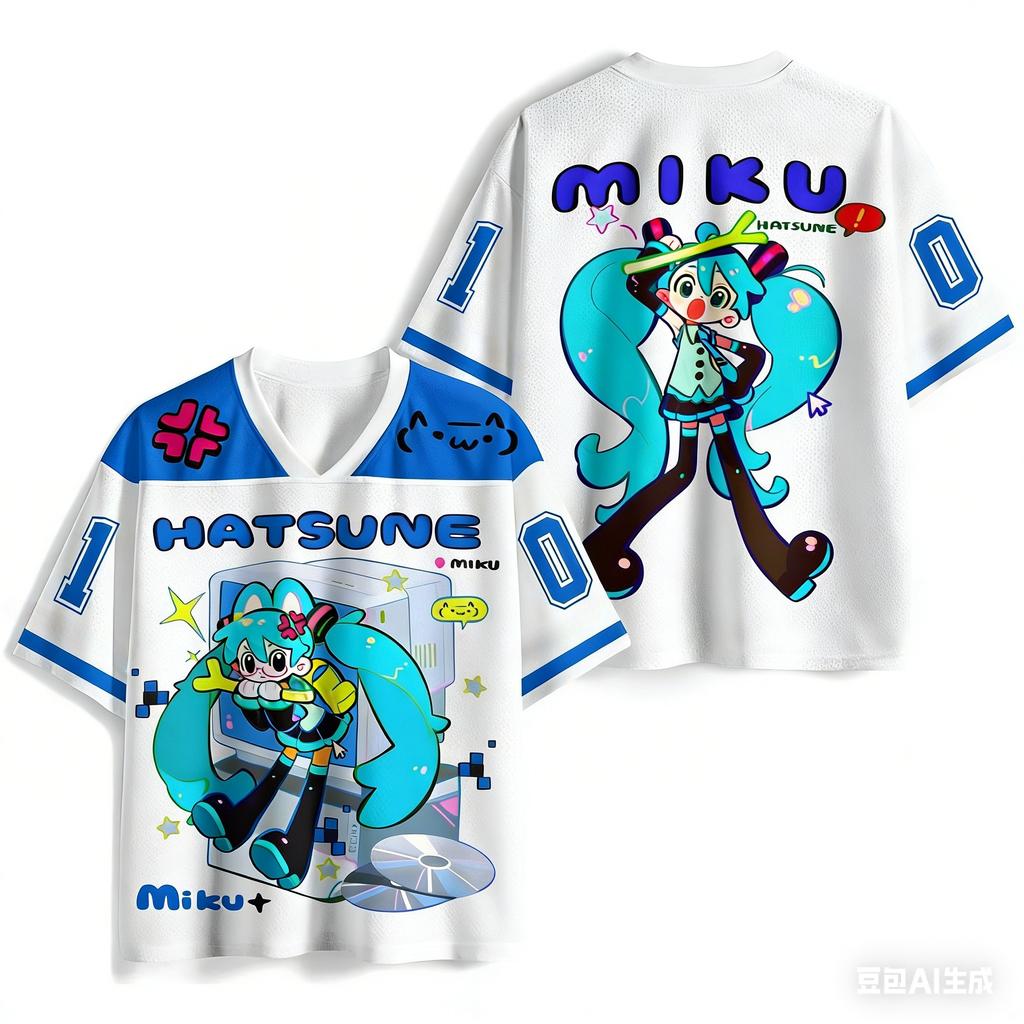 2026 Summer Hot Sale Fashion New Animation Hatsune Miku T-shirt 3D Print Fitness Hip Hop Street Round Neck T-shirt Large