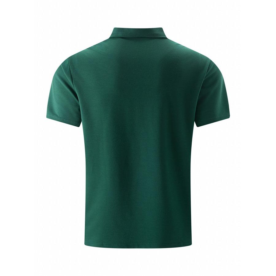 Men's Summer Polo Shirt Casual Zip Short Sleeve Polos Shirts Fashion Solid Color Loop Zipper Lapel Top