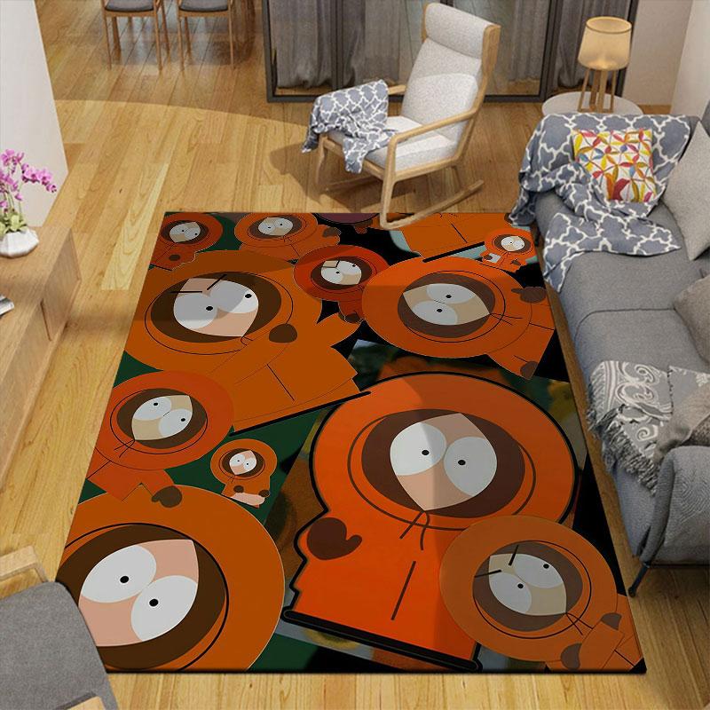 Kenny McCormick Flannel Printed Carpet, Home Sofa Decoration for Living Room & Bedroom, Non‑Slip Play Flannel Floor Mat for Game Room
