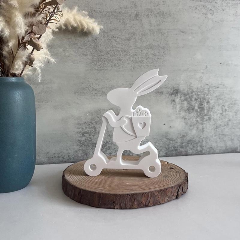 Easter Themed Ornament Mould Flexible Silicone Mold for Rabbit Figurine Decoration Gypsum Mold Jewelry Making Supplies