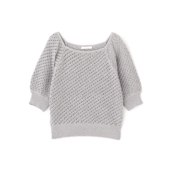Proportion Body Dressing Openwork Knit Gray Women's Lamé Sweater,