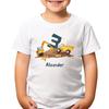 Customisable Construction T-Shirt For Kids Add Name & Age Excavator&Truck#TA-195