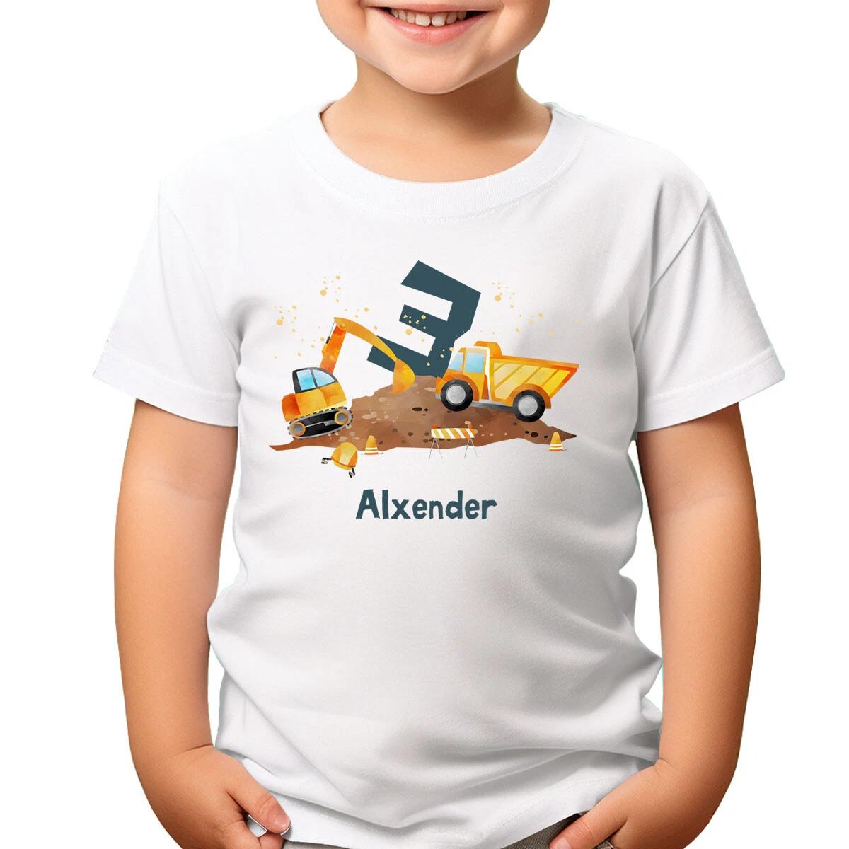 

Customisable Construction T-Shirt For Kids Add Name & Age Excavator&Truck#TA-195 150
