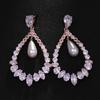 Luxurious Big Water Drop CZ Stone Earrings Sophisticated Women’s Dangle Earrings Accessory with Elegant Water Drop