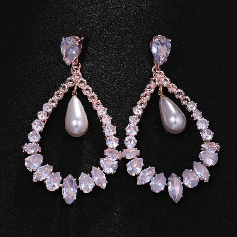 Luxurious Big Water Drop CZ Stone Earrings Sophisticated Women’s Dangle Earrings Accessory with Elegant Water Drop