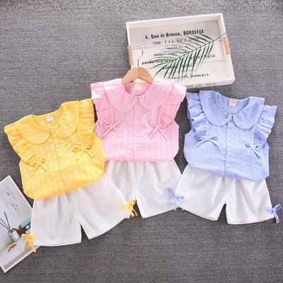 2023 Koreanischer Sommer Kinder Kurzarm T-Shirt und Shorts Set für Mädchen