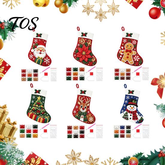 Parent Child Crafting Kits DIY Rhinestone Painting Christmas Stocking Kit, 6 Festive Patterns Crafts with Resin Handmade Gifts for Friends Drills And