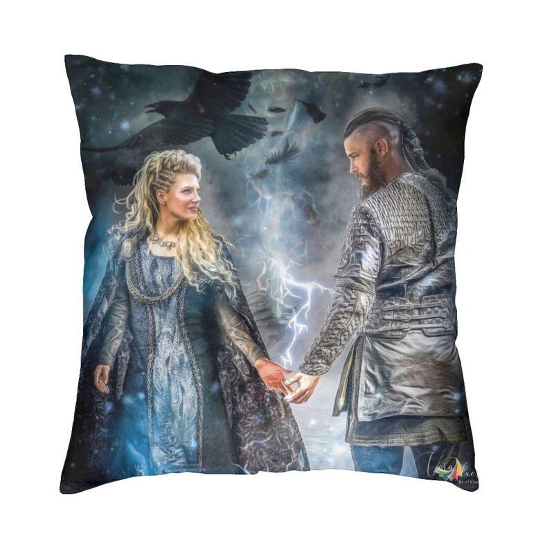 Vikings Lagertha Ragnar Lothbrok Sofa Cushion Cover Velvet Norse Valhalla Warrior Pillow Case Living Room Decoration Pillowcase
