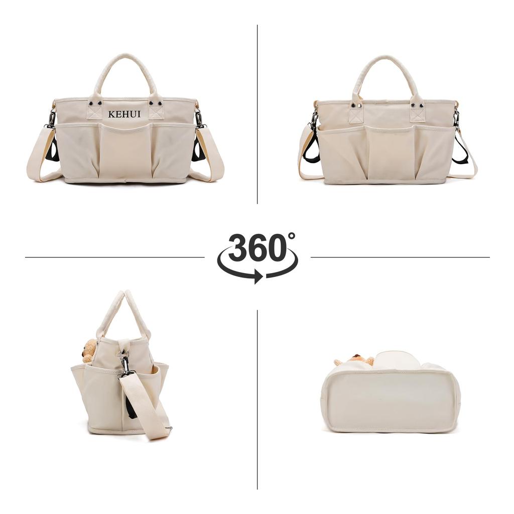 Maytopia Labor Hospital Tote Lightweight with Thermal Pocket and Stroller MMB221 Mother's Bag, Bag, Bag, Small, Canvas, Hook, (White, Sewn-In Wrap)