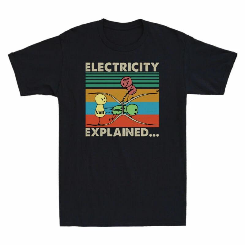 Ohm Volt Ampe Electricity Explained Funny Electrician Nerd Retro Men s T-Shirt M