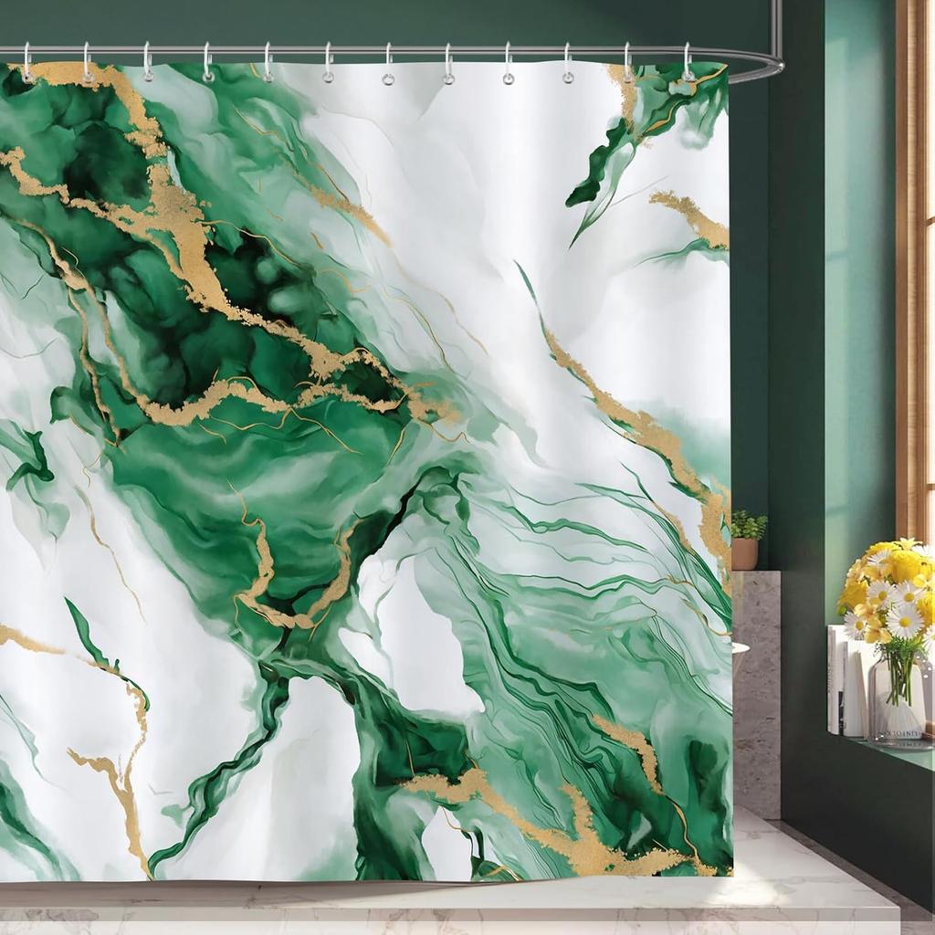 Marble and Gold Modern Abstract Art Shower Curtain Waterproof Washable Bathroom Decorative Shower Curtain 180 X 180cm