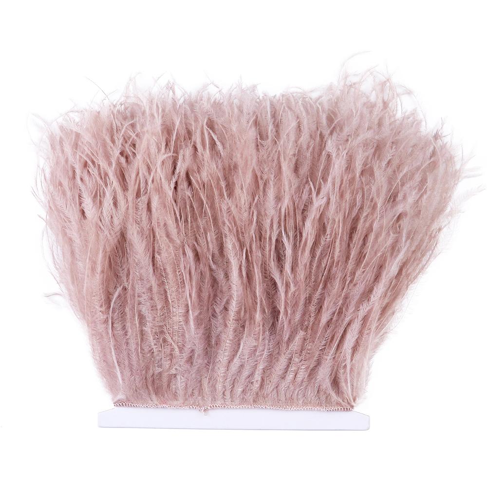 Feather1M Leather Pink Ostrich Feathers Trim 10-22cm Real Ostrich Plumes for Dress Sleeve Jacket Edge Burlesque Carnival Costume Design