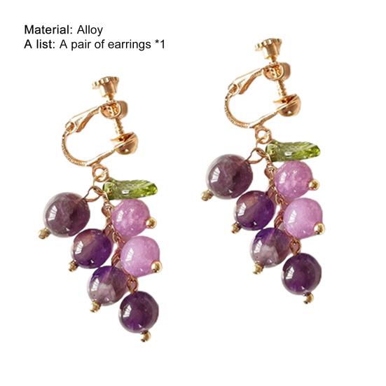 1 Pair Vivid Charming Dangle Earrings Alloy Lovely Fruit Grape Drop Stud Earrings Jewelry Acessories