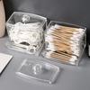 Clear Plastic Qtip Holder Dispenser with Dual Function Design Top Refill and Side Dispense for Cotton Swabs Bathroom Organizer