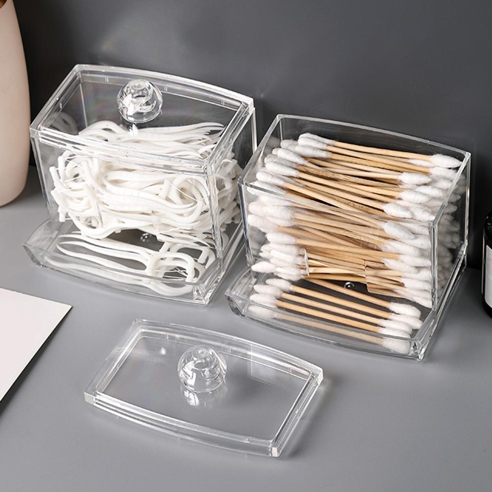 Klarer Plastik-Wattestäbchenhalter-Spender mit Doppelfunktionsdesign: Oben nachfüllbar und seitlich entnehmbar für Wattestäbchen, Badezimmer-Organizer